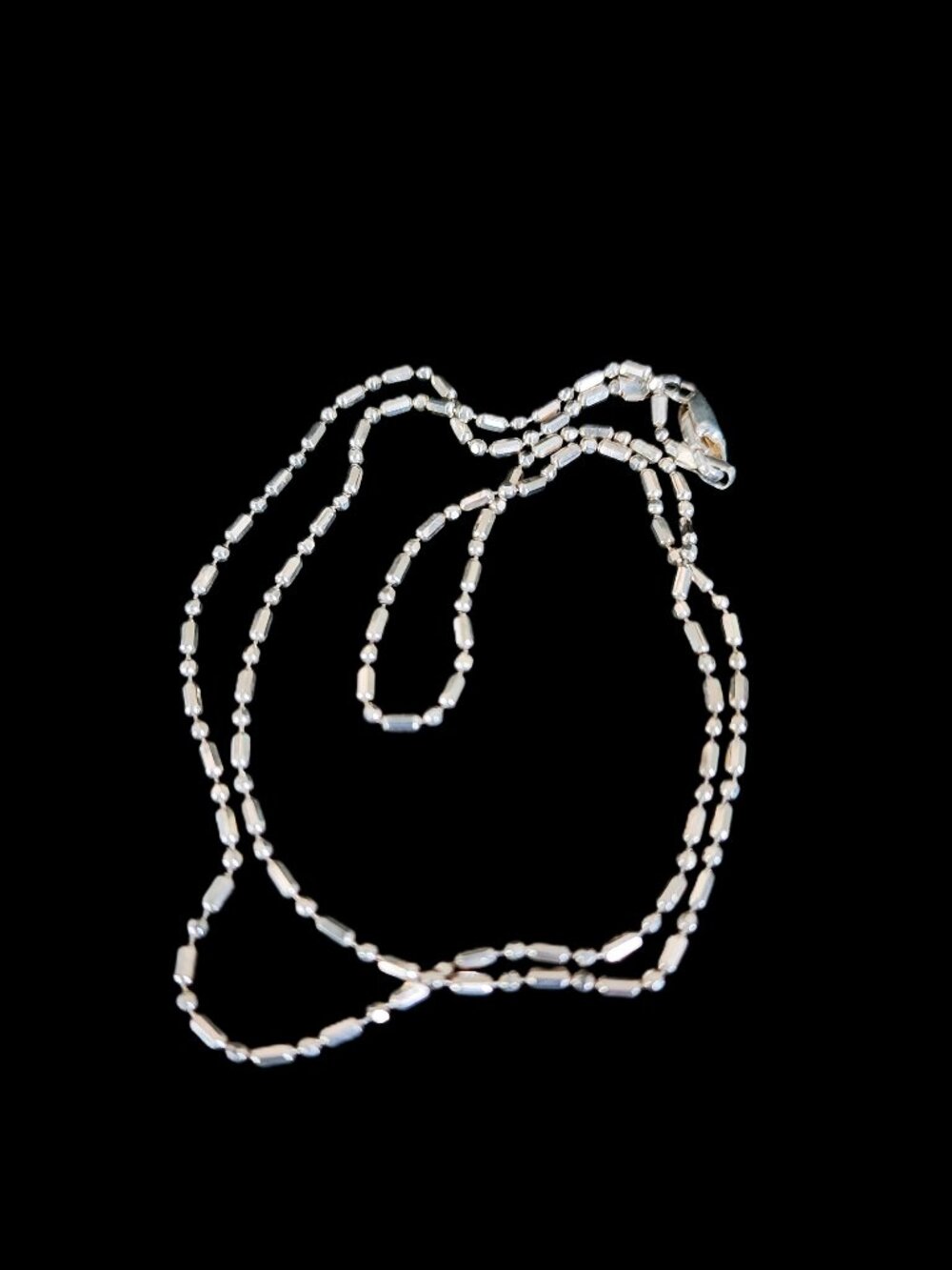 Vintage 90s Italian Sterling Silver Bar & Bead Chain Necklace 925 Italy 17”